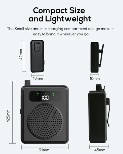 Vista 6 de Amplificador de voz para profesores Micrófono Lavalier portátil y altavoz Personal Voice Amplifier Wireless Microphone Lavalier, Portable Voice