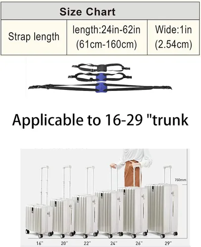 Vista 3 de Correas de equipaje, elástico para equipaje, correas de equipaje, cinturón ajustable para maleta, azul (2)