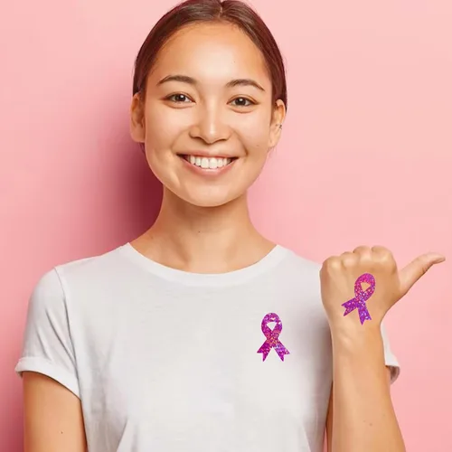 Vista 5 de 288 calcomanías de cinta rosa para concientización sobre el cáncer de mama, calcomanías para casco de cáncer de mama