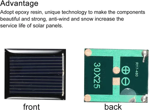 Vista 4 de MECCANIXITY Mini célula de panel solar 1V 80mA 0.08W 1.181 in x 0.984 in para proyecto de energía eléctrica DIY paquete de 5