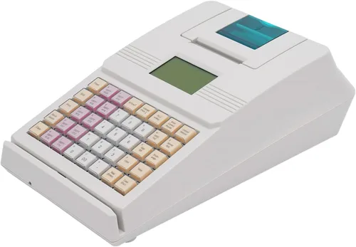 Vista 13 de Caja registradora pequeña de 39 llaves electrónica con cajón, caja registradora sin llave, impresión térmica rápida y silenciosa, pantalla de doble