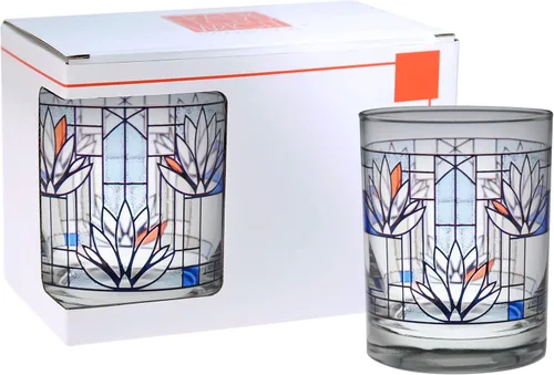 Vista 2 de Culver Frank Lloyd Wright DOF - Vaso doble Old Fashioned de 14 onzas (juego de 2 cajas de regalo, nenúfaros)