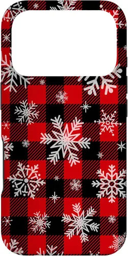 Vista 30 de Snowflakes Snow Snowing Christmas Winter Red Black Plaid Case for iPhone 17