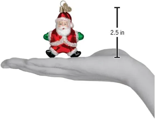 Vista 2 de Old World Christmas - Adorno de Santa tonto pequeño de vidrio soplado para árbol de Navidad, decoración festiva hecha a mano, colección de Santa