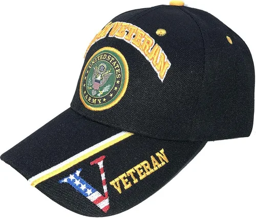 Vista 8 de Gorras de béisbol del ejército, ropa militar, veterano jubilado, bordado 3D, ajustable Camuflaje militar con bandera