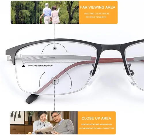 Vista 3 de Transición Fotocrómica Multifocus Bisagra de resorte Gafas de lectura progresiva Gafas de sol anti luz azul Lectores UV