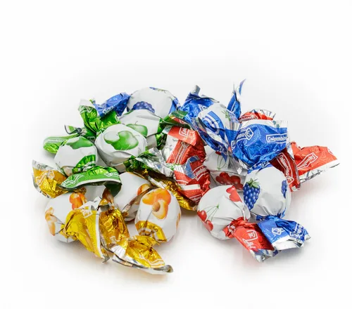 Vista 5 de Mini caramelo duro relleno de fruta, 1 libra, bolsa a granel, centro líquido y carcasa dura, envueltos individualmente (270 piezas)