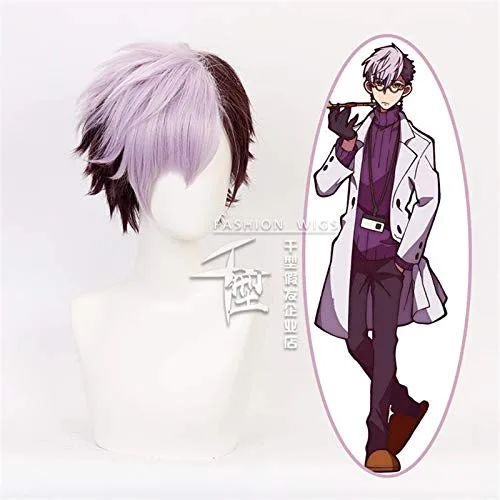 Vista 5 de Aseo-kun Hanako-kun Cosplay Pelucas Tsuchigomori mezcla púrpura corto sintético peluca de anime disfraz de juego de rol peluca REYHS