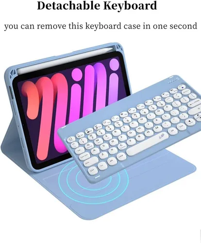Vista 3 de Funda para iPad de 9ª/8ª/7ª generación con teclado de 10.2 pulgadas, cubierta inteligente giratoria con teclado Bluetooth magnético desmontable
