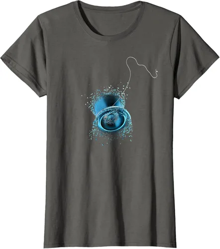 Vista 4 de Shattered Yo Yo - Camiseta de diseño azul impresionante, Negro, S