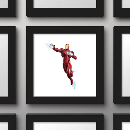 Vista 3 de Trends International Gallery Pops Marvel Comics Avengers - Póster de pared de Iron Man, 12 x 12 pulgadas, versión enmarcada en negro Versión