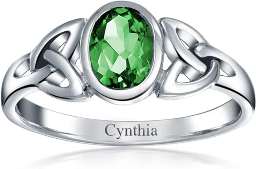 Vista 2 de Bling Jewelry Genuine Gemstone CZ BFF Sorority Sister Promise Friendship Celtic Triquetra Infinity Love Knot Ring For Women Teen.925 Sterling Silver
