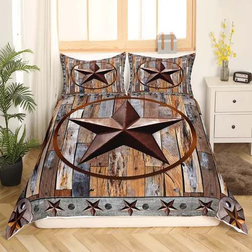 Vista 15 de Feelyou Texas Star - Juego de funda de edredón tamaño individual, diseño bohemio de vaquero para niños y niñas, funda de edredón azteca del salvaje