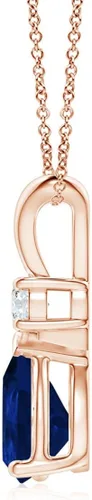 Vista 119 de Angara Colgante de lágrima de zafiro azul natural con diamante en plata/oro macizo de 14 quilates/platino Cumpleaños, compromiso, aniversario
