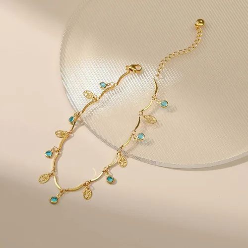 Vista 28 de Tobillera para mujer, chapada en oro de 18 quilates, tobillera con dije de oro, impermeable, para verano, playa, cadena de pie, joyería para regalos