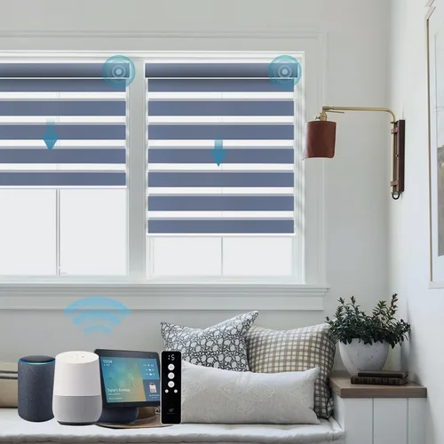 Vista 14 de SmartWings - Persianas motorizadas de cebra con control remoto, persianas de filtrado de luz inteligentes y semitransparentes para ventanas