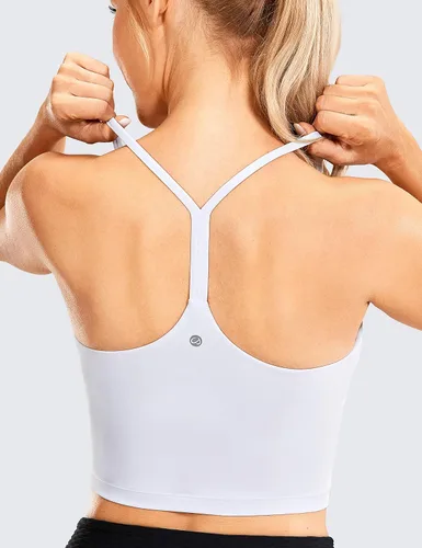 Vista 3 de CRZ YOGA - Camisa corta deportivo con brasier acolchado sin varilla para mujer, con tirantes delgados, para yoga y entrenamiento.