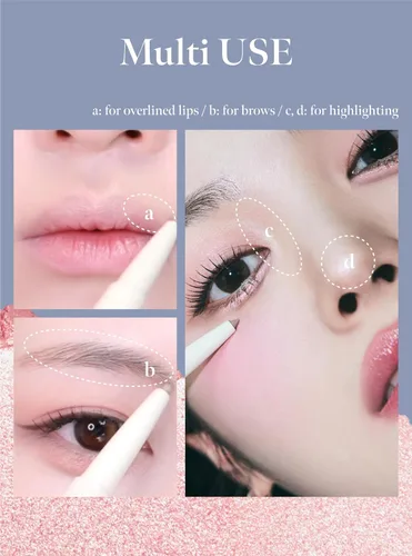 Vista 9 de CORALHAZE Idol AEGYO-SAL Maker 01 Champagne Beige, resaltador 2 en 1 para debajo de los ojos y delineador de contorno para ojos brillantes
