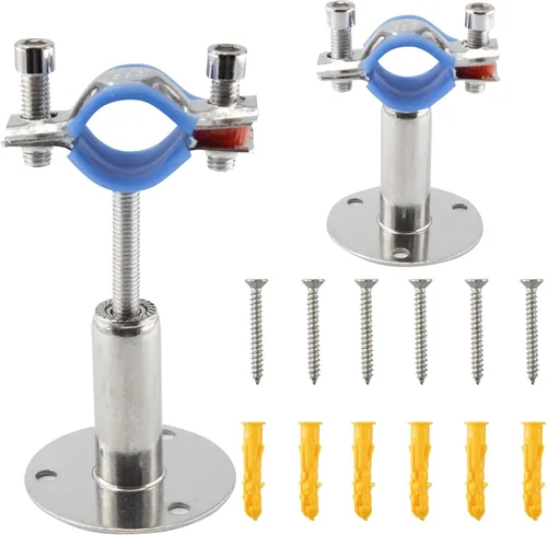 Vista 8 de Soporte de tubo de montaje en pared de acero inoxidable 304, abrazadera de tubo ajustable, soporte de correa de tubo de soporte fijo para tubos