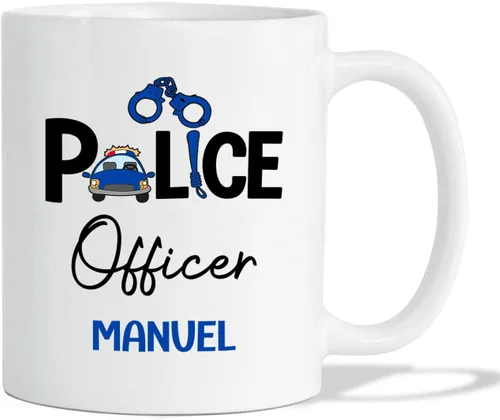 Vista 25 de Taza de café personalizada de policía de regalo para amigo compañero de trabajo, I Never Dreamed I'd Grow Up To Be A Cop Taza de café de cerámica