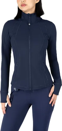 Vista 12 de 90 Degree By Reflex Chaqueta ligera atlética con cremallera completa, ajuste delgado, para correr, con aberturas para los pulgares Negro