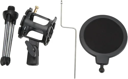 Vista 7 de Zopsc Soporte universal para micrófono a prueba de golpes, kit de soporte de filtro de micrófono plegable para estudio de grabación, transmisión