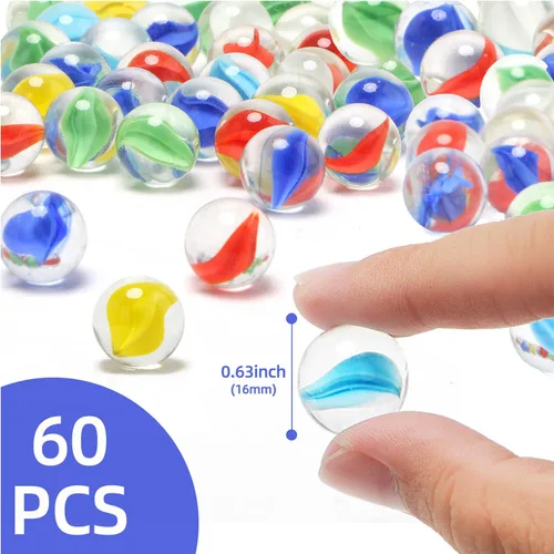 Vista 2 de 60 unidades de canicas de vidrio, canicas a granel para juegos de mármol, rellenos de jarrones, bricolaje y decoración del hogar