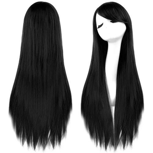 Vista 2 de Pelucas para cosplay negro largo lacio Anime Supia-Yisol 31,5 pulgadas / 80 cm