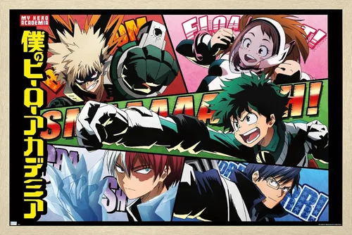 Vista 14 de Trends International My Hero Academia - Póster de pared de cómic, 14.72 x 22.37 pulgadas, versión enmarcada de madera de granero