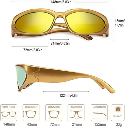 Vista 5 de Y2K - Lentes de sol envolventes para hombres y mujeres, accesorios de los años 2000, lentes cibernéticos, deportivos, motociclistas, protección UV400