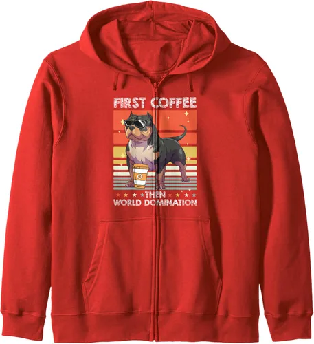 Vista 8 de Bulldog Coffee Breed Dog - Pet American Bully Zip Hoodie