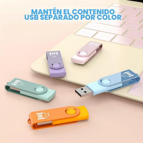 Vista 5 de MOSDART 64GB Swivel USB 2.0 Flash Drive, Pack of 5, Multicolored A multicolor