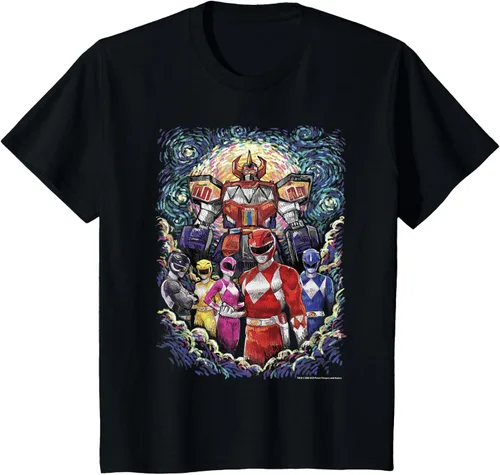 Vista 30 de Power Rangers Mighty Morphin' Megazord Starry Night Poster Camiseta