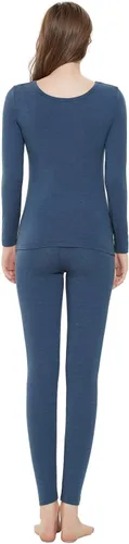 Vista 5 de Ropa interior térmica para mujer Térmicas largas Johns Set cuello redondo capa base ligera suave