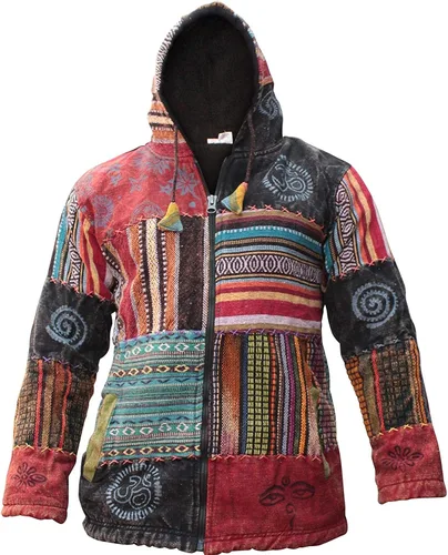 Vista 2 de Shopoholic Fashion Unisex Patchwork Festival Hippie Sudadera con capucha
