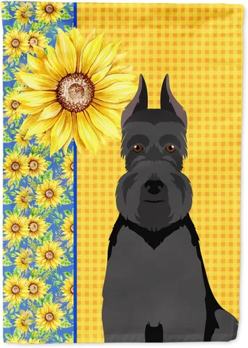 Vista 336 de Caroline's Treasures WDK5313GF Bandera de jardín con diseño de girasoles de verano, color negro y tostado, Airedale Terrier para buzón, bandera