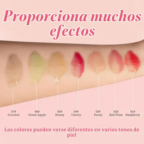 Vista 6 de Aceite de labios coreano – Aceite de brillo labial sabor afrutado, hidratante y nutritivo taza antiadherente, brillo labial transparente para labios