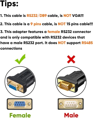 Vista 3 de CableCreation Adaptador USB a serie RS232 con chip PL2303, cable convertidor USB a DB9 pin hembra de 3.3 pies para caja registradora, módem