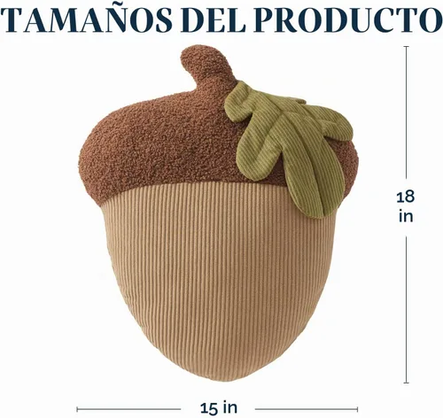 Vista 2 de Phantoscope Almohada con forma de fruta de la serie Bellota, divertida decoración del hogar de cojines con forma de frutas, almohada decorativa