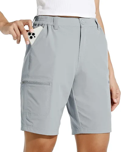 Vista 10 de Willit - Pantalones cortos de senderismo tipo cargo para mujer, de 10 pulgadas, elásticos, para golf, activos, de secado rápido, pantalones cortos