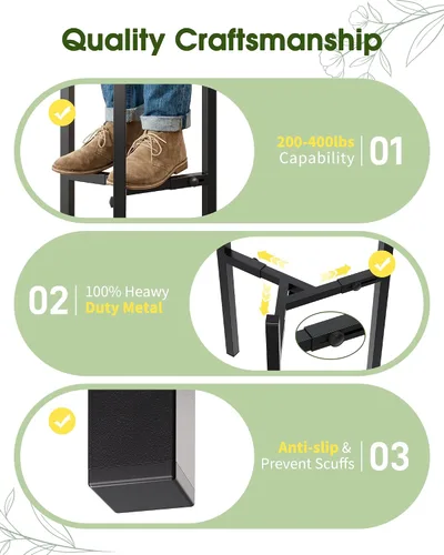Vista 7 de Paquete de 3 soportes para plantas ajustables para interiores, soporte moderno de metal para plantas de interior, soportes resistentes para plantas