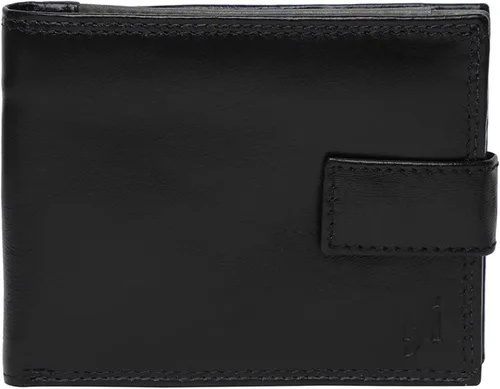 Vista 9 de STARHIDE Cartera de cuero real con cierre RFID para hombre, 1180 Negro