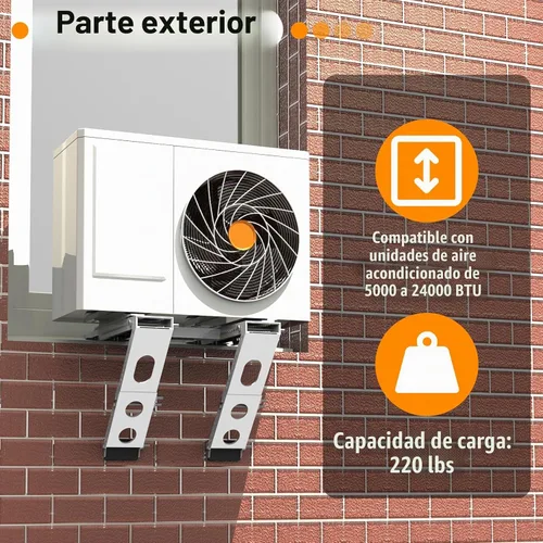 Vista 4 de Soporte de aire acondicionado sin perforación, soporte de CA ajustable para ventana que se adapta a ventanas individuales y dobles, acero resistente
