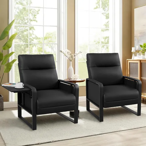 Vista 11 de Silla de Acento Moderna Tapizada en Cuero PU Sillón con Mesa de Bandeja para Dormitorio Sala de Estar Sillas Silla de Oficina Beige