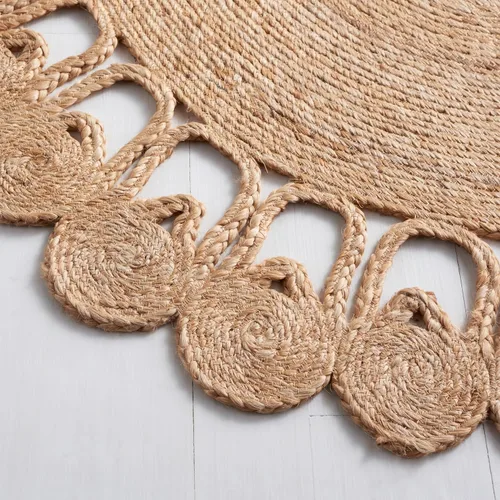 Vista 3 de SAFAVIEH NFB252A - Alfombra redonda de fibra natural, 3 pies, redonda, natural, hecha a mano, con encanto de campo, ideal para zonas de alto tráfico