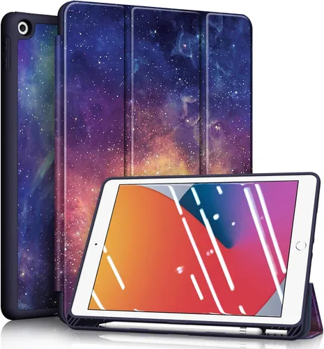 Vista 10 de Fintie Funda delgada para iPad de 9ª / 8ª / 7ª generación de 10.2 pulgadas Tri-Fold Stand, Flexible Soft TPU Back Cover, Viewing & Typing Angles