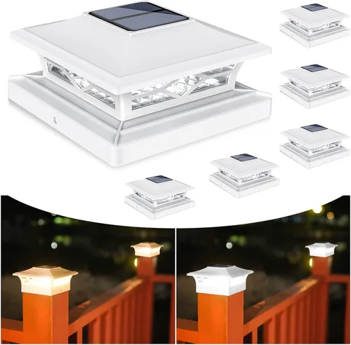 Vista 12 de VOLISUN - Faroles solares para poste: paquete de 2 luces para exteriores, para cubierta, con casquillo blanco, resistente al agua, 2 modos