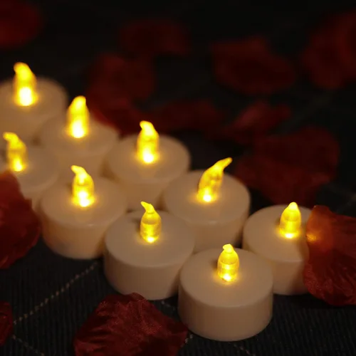 Vista 4 de YIWER Velas de té de batería, velas LED de té de 200 horas, paquete de 12 (amarillo cálido)