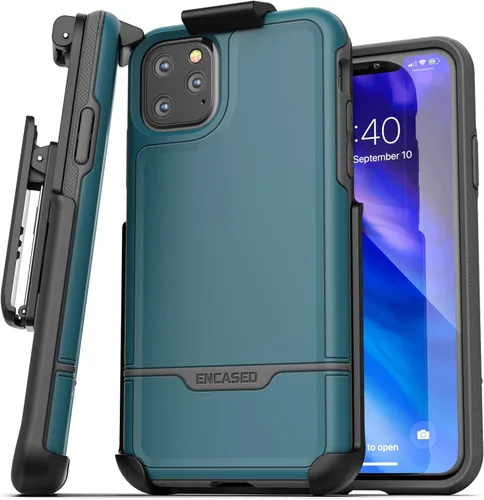 Vista 18 de ENCASED Funda para cinturón con clip para iPhone 11 (2019 Rebel Armor) Funda protectora resistente de cuerpo completo con soporte (Negro)