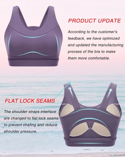 Vista 2 de RUNNING GIRL - Brasier deportivo de alto impacto para mujer, con espalda cruzada, brasier de entrenamiento, brasier de yoga de línea larga